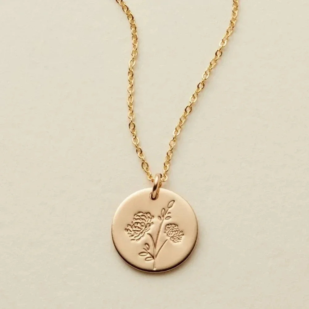 November Chrysanthemum Birth Flower Charm Necklace